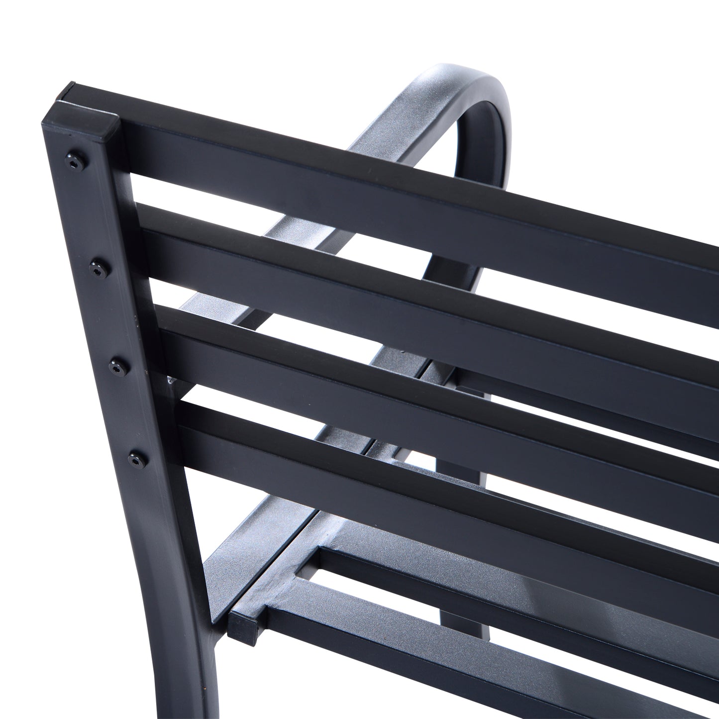 Stylish 2 Seater Metal Garden Porch Chair Bench Stable Patio Outdoor Park Metal Bench - Black