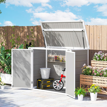4.7 x 2.5FT Garden Shed, Double Bin Storage Shed with Lockable Doors, Outdoor Small Shed