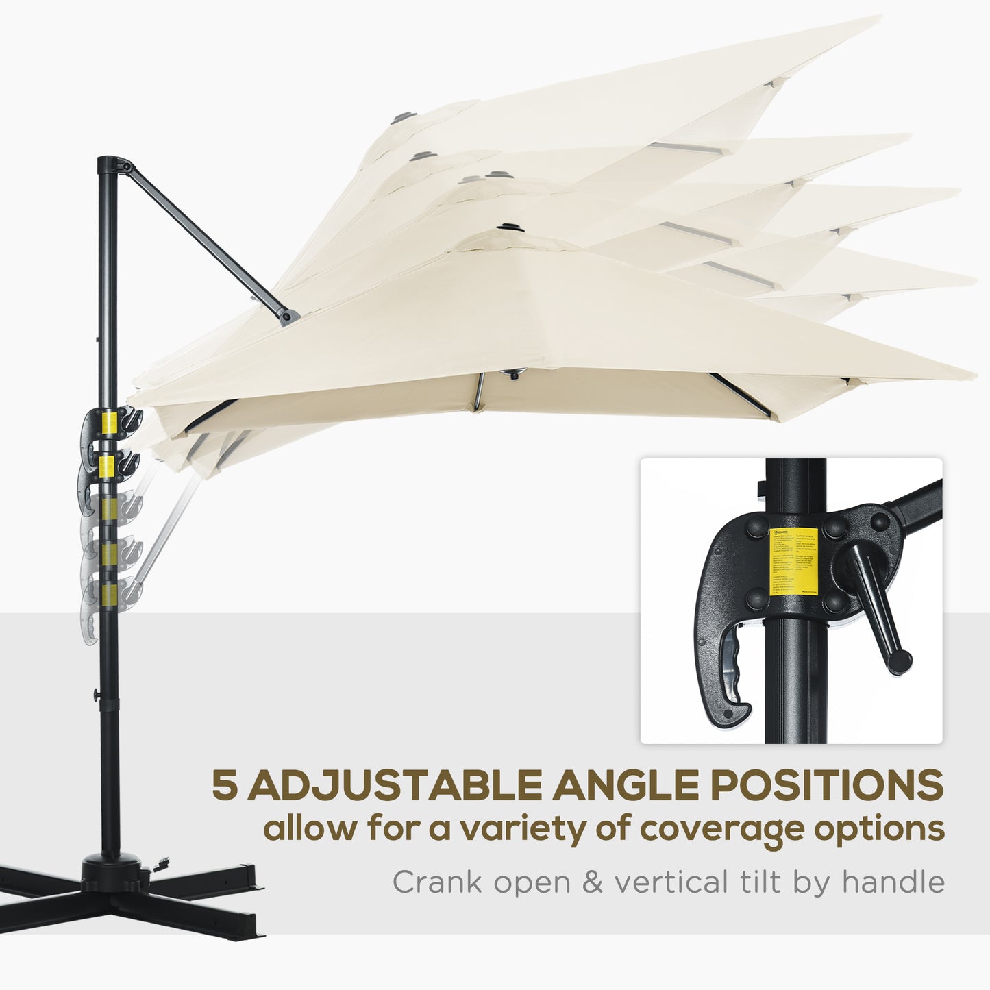 2.5 x 2.5m Patio Offset Parasol Umbrella Cantilever Hanging Aluminium Sun Shade Canopy Shelter 360° Rotation
