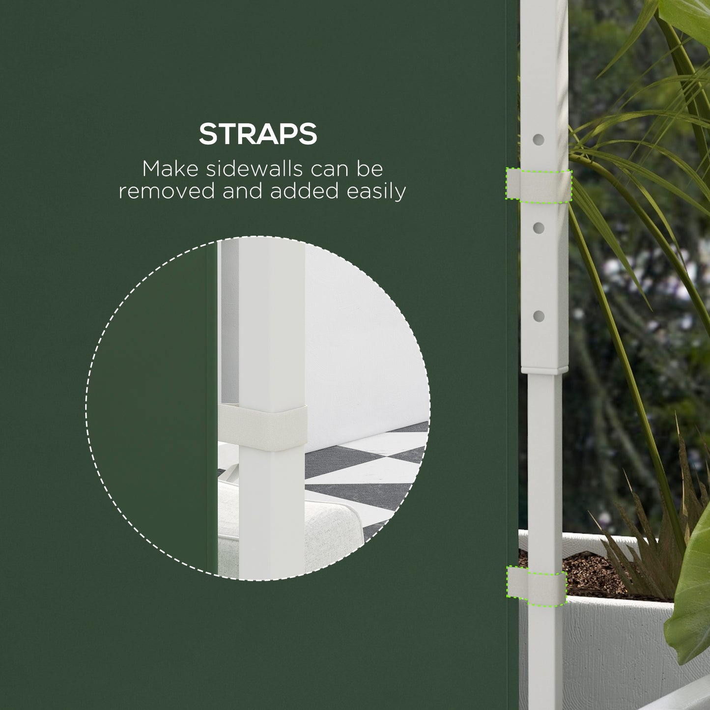 Gazebo Side Panels, 2 Pack Sides Replacement, for 3x3(m) or 3x6m Pop Up Gazebo, with Windows and Doors, Green