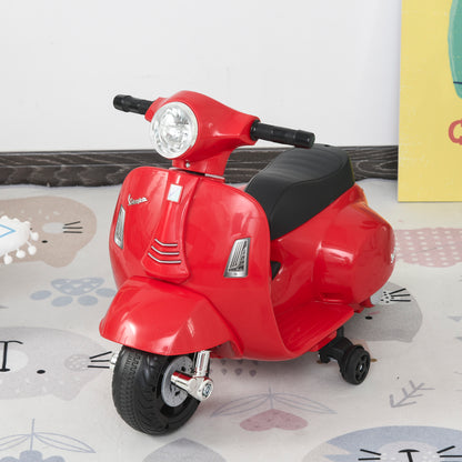 Vespa Licensed 6V Kids Electric Motorbike Ride On Motorcycle Battery Powered for 18-36 Months with Horn Light Red