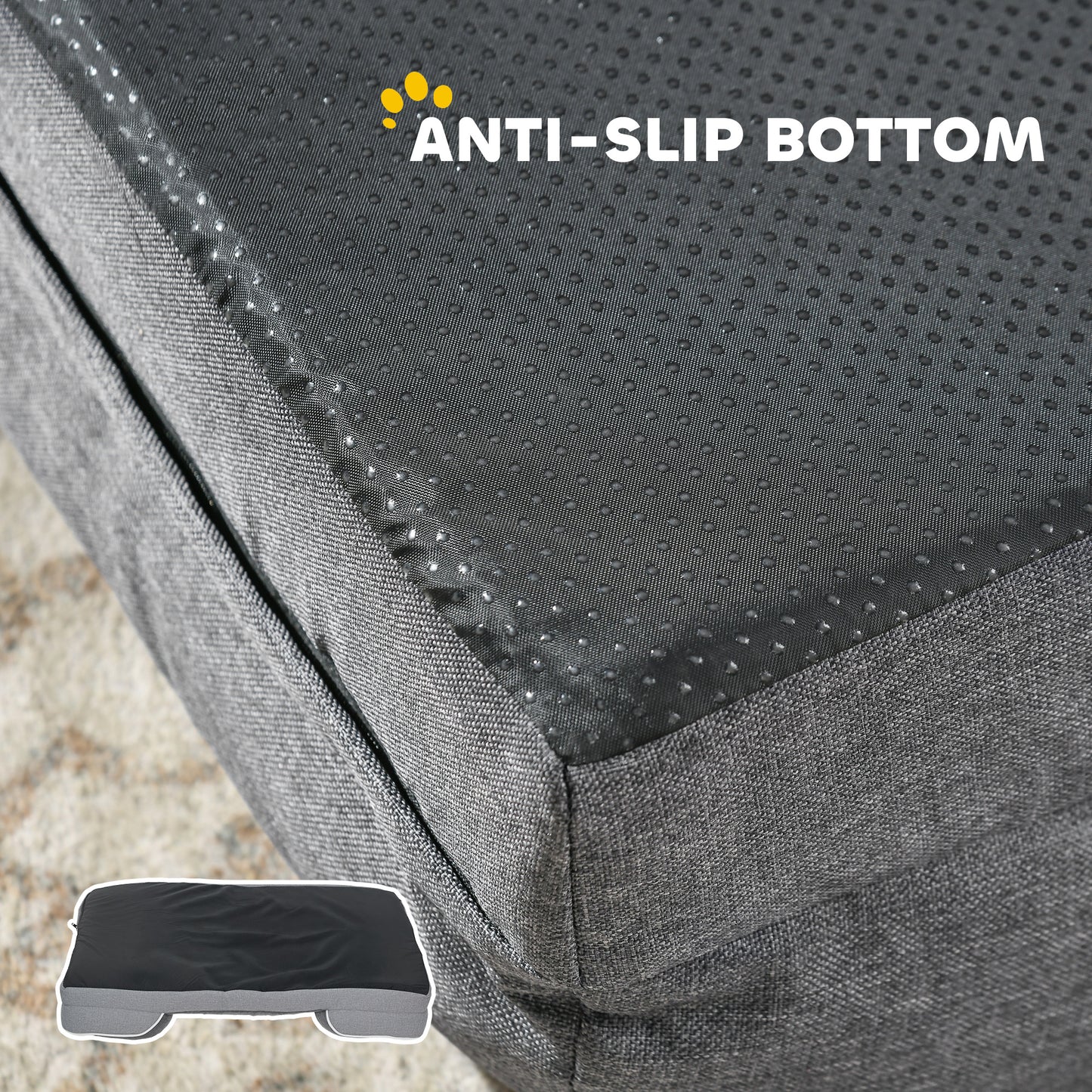 Dog Sofa Bed, Washable Pet Bed with Removable Cover and Non-Slip Bottom for Cats, Small and Medium Dogs, Grey