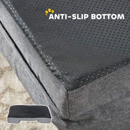 Dog Sofa Bed, Washable Pet Bed with Removable Cover and Non-Slip Bottom for Cats, Small and Medium Dogs, Grey