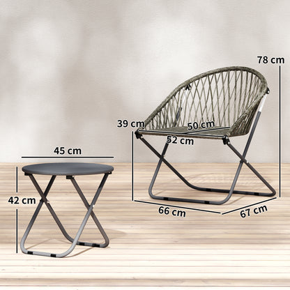 Patio Bistro Set, Folding Patio Furniture Set with 2 Chairs and Table, Grey