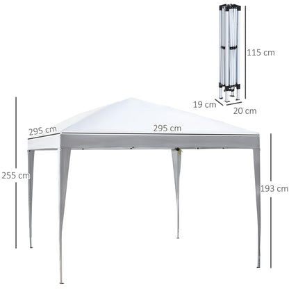 3 x 3M Garden Pop Up Gazebo Height Adjustable Marquee Party Tent Wedding Canopy with Carrying Bag, White