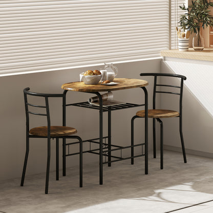 Three-Piece Compact Dining Set - Rustic Brown