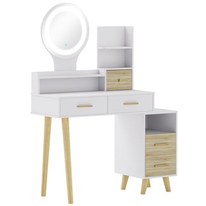 Elegant Dressing Table, with Storage - White