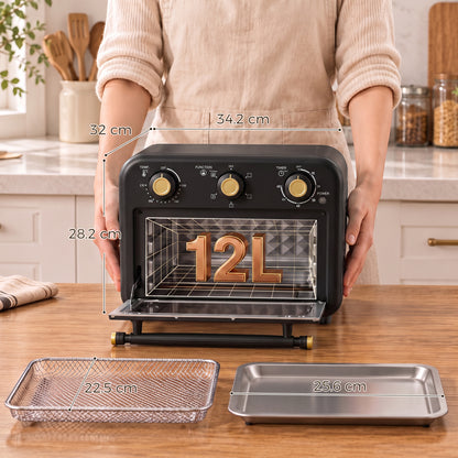 Air Fryer Toaster Oven, Convection Countertop Oven, with Adjustable Temperature and Timer, 12 L, Black