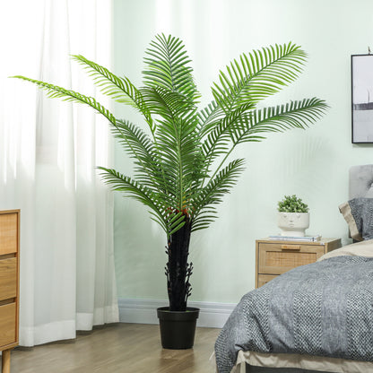 175cm Artificial Areca Palm Tree with 16 PE Leaves, Decorative Artificial Plant with Plastic Pot and Flocked Soil