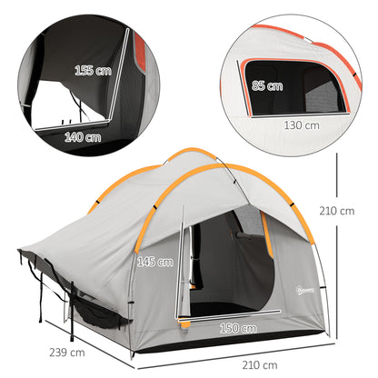 SUV Car Tent for Camping, Waterproof PU2000mm, 5 Man Tailgate Tent, 2.4 x 2.1 m, Grey and Orange