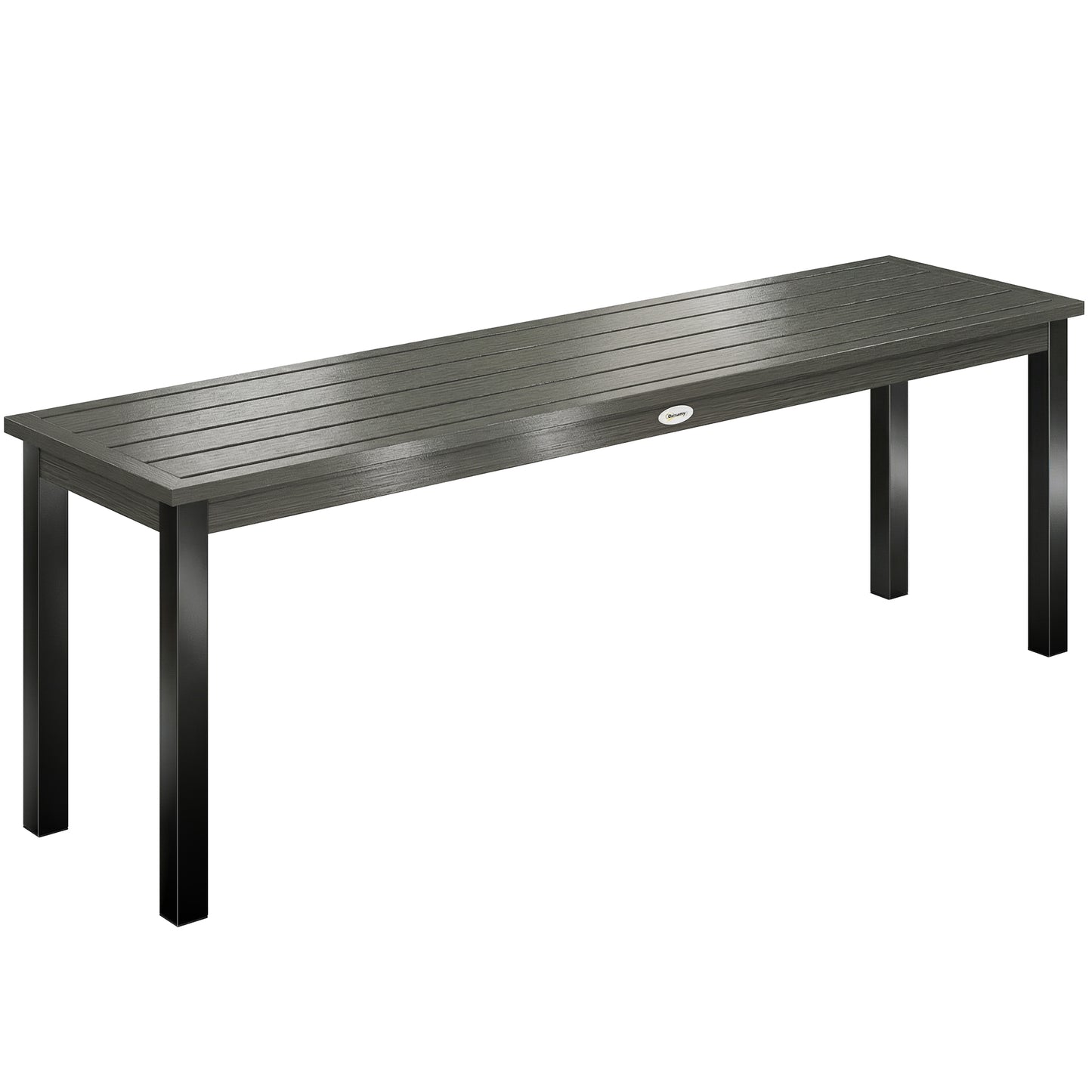 2 Seater Garden Bench, Outdoor Bench Loveseat with Wood-Effect Slatted Seat and Steel Frame for Patio, Park, Grey