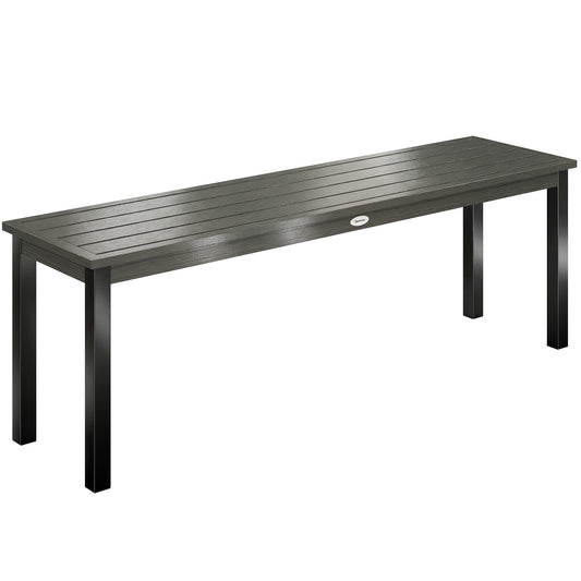 2 Seater Garden Bench, Outdoor Bench Loveseat with Wood-Effect Slatted Seat and Steel Frame for Patio, Park, Grey