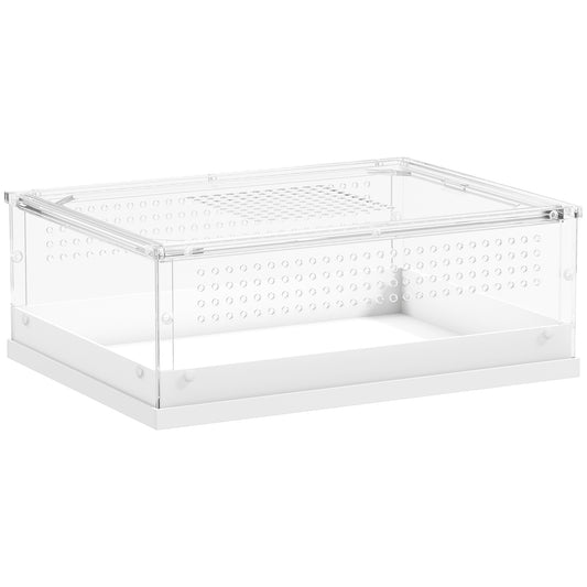 Acrylic Reptile Terrarium with Top Sliding Door, Vents, for Snake, Frog, Spider, Gecko, Tarantula, 40 x 30 x 15 cm