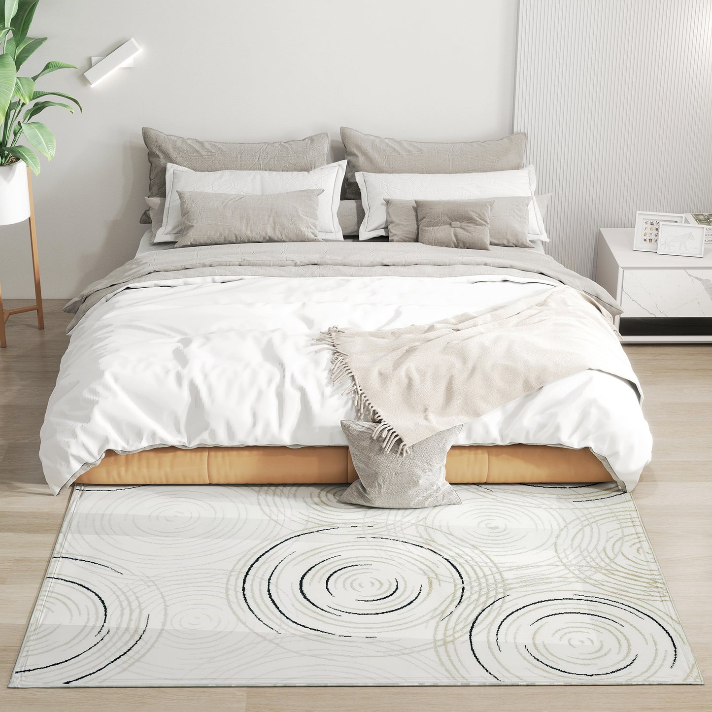 Modern Area Rug, Swirl Pattern Machine Washable Rug, Allergy-Friendly Floor Carpet for Living Room, Bedroom, Dining Room