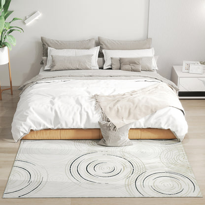 Modern Area Rug, Swirl Pattern Machine Washable Rug, Allergy-Friendly Floor Carpet for Living Room, Bedroom, Dining Room