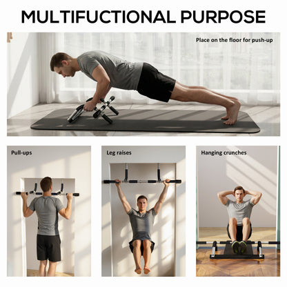 Doorway Pull up Bar, Door Frame Chin up Push up Bar for Home Gym Upper Body Workout, No Drilling or Screws, Grey