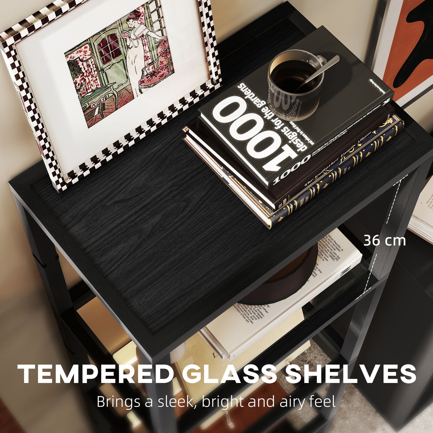 Four-Shelf Floor Lamp - Black