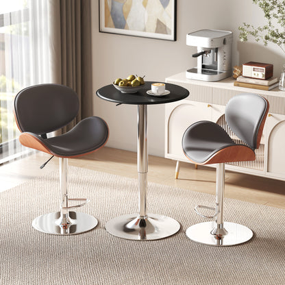 Round Bar Table, 360 Degree Swivel Counter Pub Table with Adjustable Height, for Kitchen, Cafe, Black