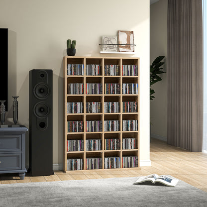 CD Storage Unit with Adjustable Shelves, Suitable for up to 456 CDs, 89 x 130.5 cm, Nature Wood Finish