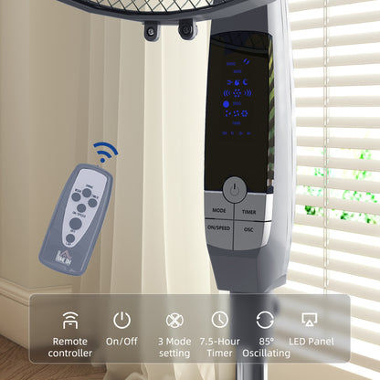 16in Pedestal Standing Floor Fan, Oscillation Cooling Fan with Remote Control, Grey