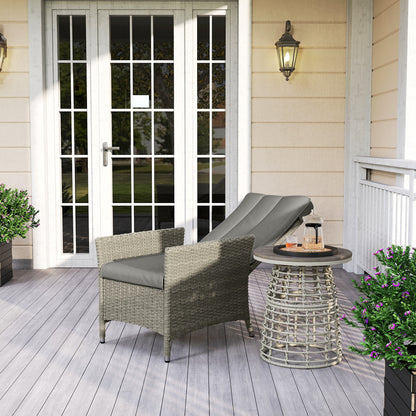 105°-150° Reclining Rattan Chair - Grey