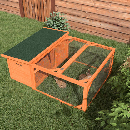 Rabbit Hutch Outdoor Guinea Pig Hutch with Run Small Animal Off-ground Duck House Hideaway Garden with Openable Roof 125.5 x