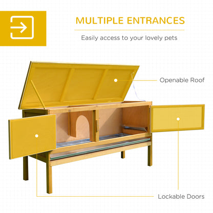 Rabbit Hutch Outdoor Guinea Pig Hutch House Small Animal Bunny Cage w/ Openable Roof, 115 x 44 x 65 cm