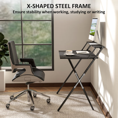 81.5 cm Folding Computer Desk with Monitor Shelf - Black