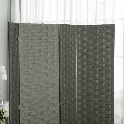 Wave Fibre Freestanding Folding Privacy Screen Panels, Room Divider, Grey