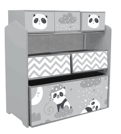 ZONEKIZ Kids Storage Unit, Toy Storage Organiser, with Six Fabric Bins, for Bedrooms, Playrooms, Nurseries - Grey