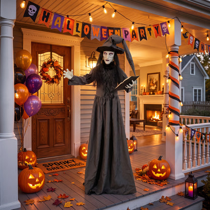 180cm Life Size Animated Witch Halloween Decorations Outdoor Indoor, Scary Halloween Animatronics Decor