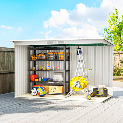 9ft x 4ft Metal Garden Shed, Outdoor Tool House with Foundation Kit, Ventilations and Double Doors, Deep Green