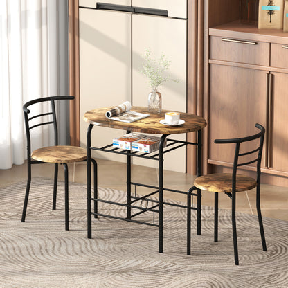 Three-Piece Compact Dining Set - Rustic Brown