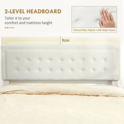 King Size Ottoman Bed Frame, with Front Drawer - Cream