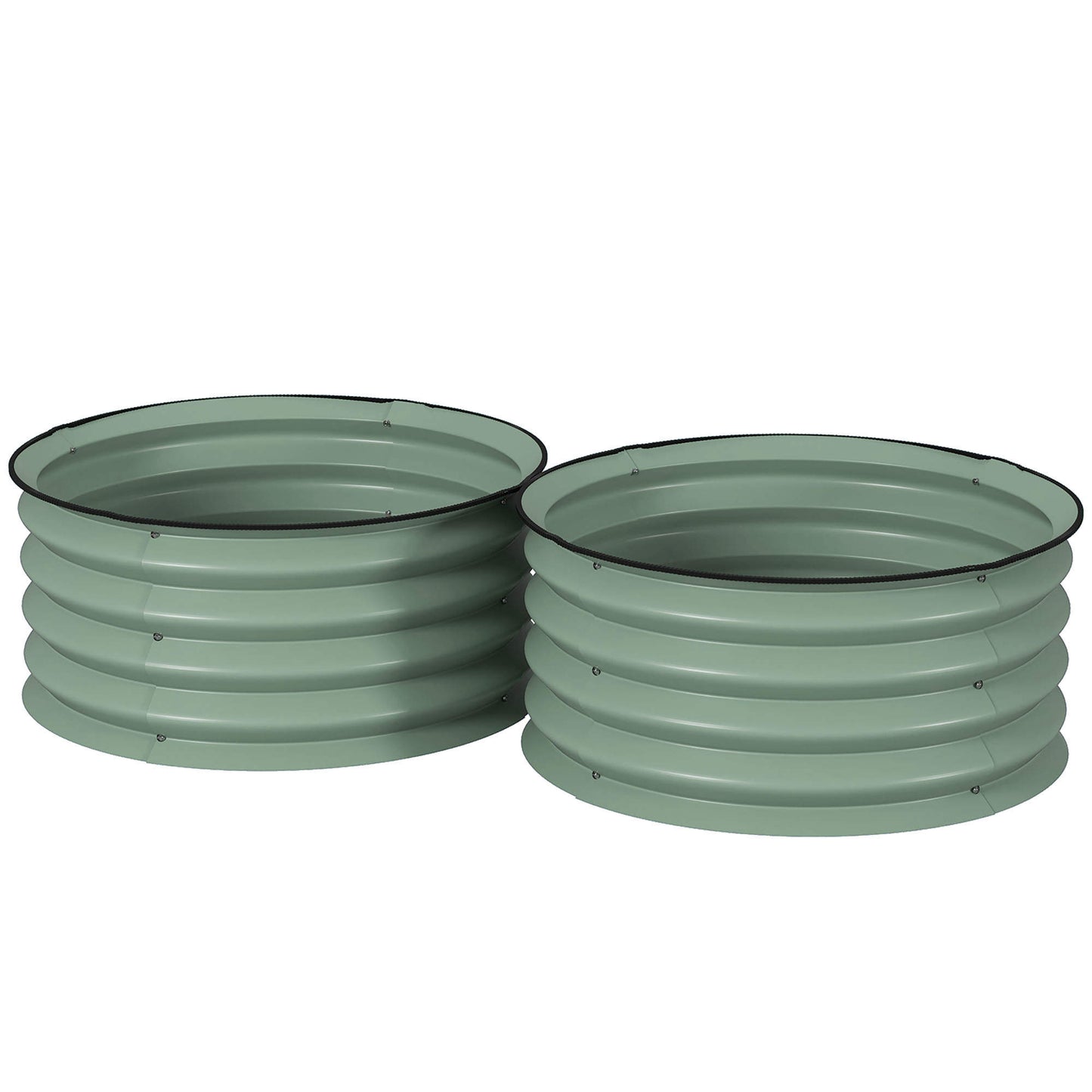 Set of 2 Raised Garden Bed, Metal Planter Box with Safety Edging, Easy-to-assemble Stock Tank, Green