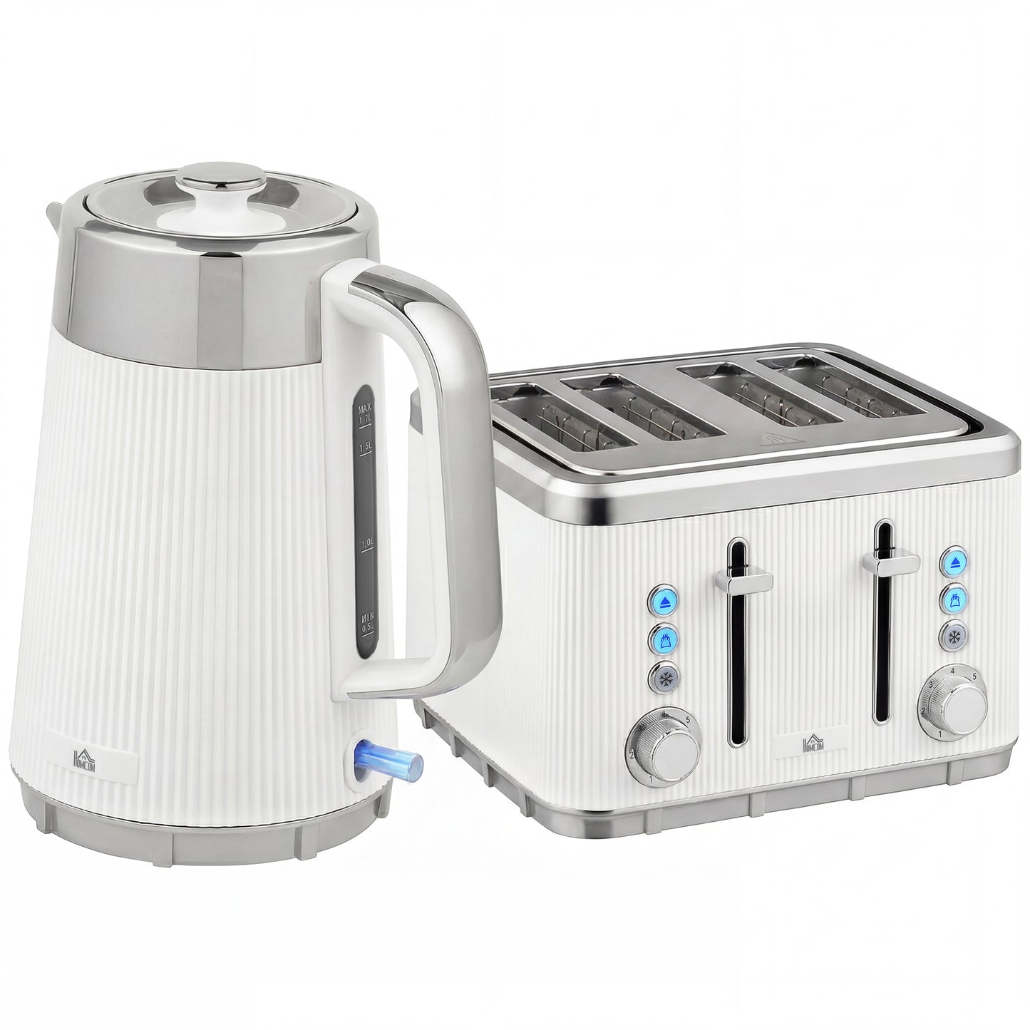 Electric Stainless Steel Kettle and Toaster Set, 3000W 1.7L UK Strix Thermostat Fast Boil Kettle w/ Limescale Filter