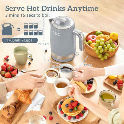 Sleek Textured Kettle and Toaster Set - Grey