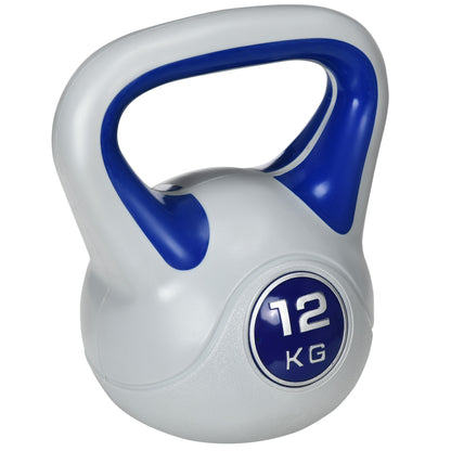 Kettlebell, 12kg Kettle Bells with Handle for Home Gym Weight Lifting and Strength Training, Dark Blue and Grey