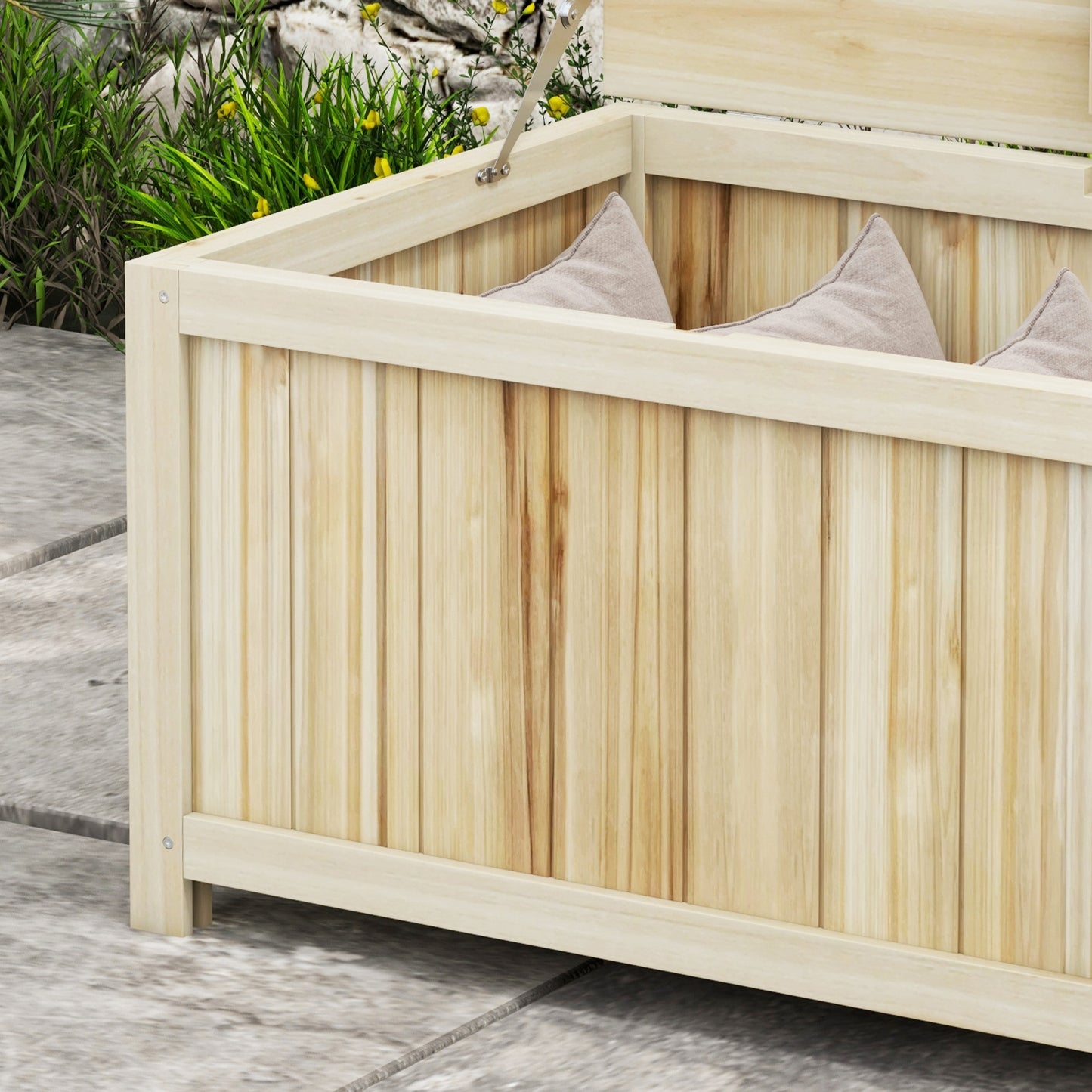 172 Litre Outdoor Storage Box, Wooden terrace Box Garden Storage Container, Natural