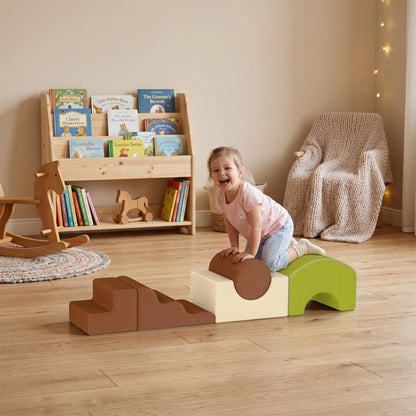 Toddlers Climbing Toys, 5-Piece Foam Climbing Blocks with Non-Slip Bottom, Washable Cover for Crawling or Building