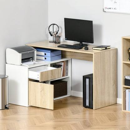 L-Shaped Desk, Corner Computer Desk with Storage Drawer, Adjustable Shelf, Cabinet for Home Office and Study