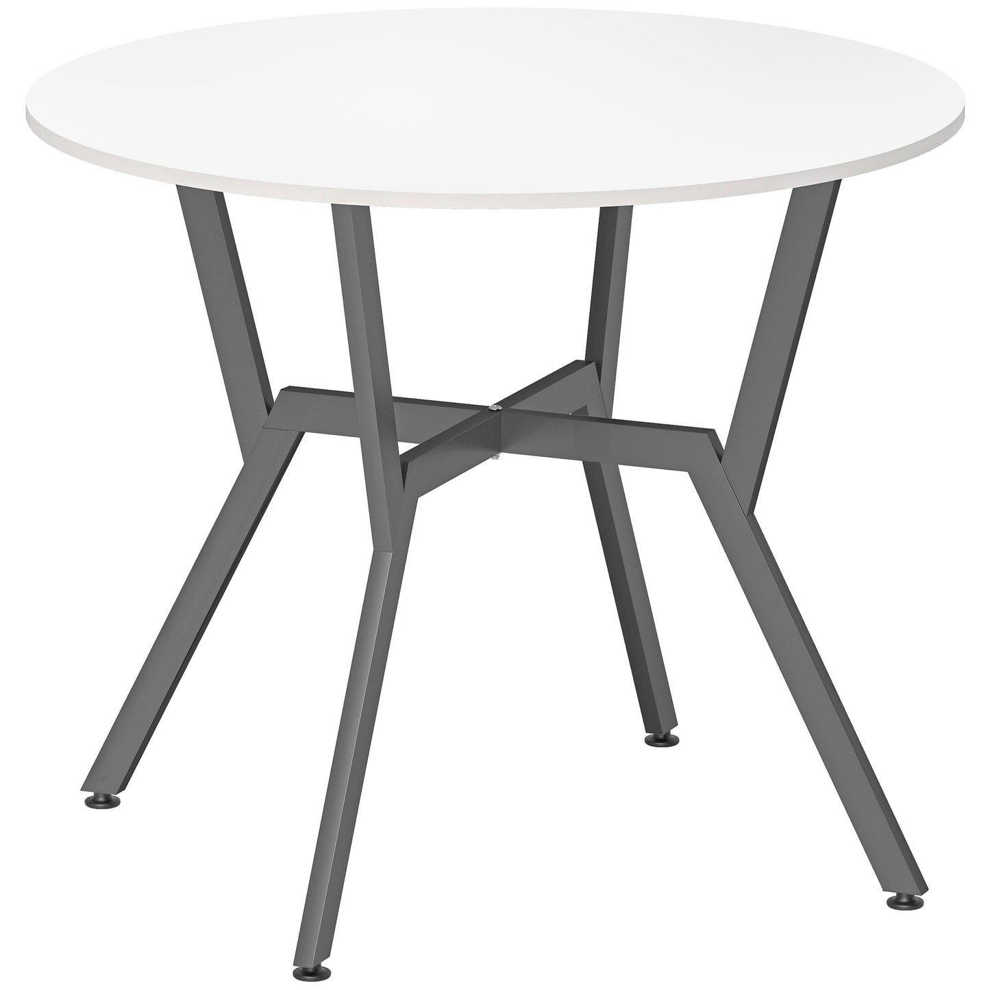 Dining Table, Round Kitchen Table with Black Legs for Living Room, Dining Room 90 x 76 cm, High Gloss White
