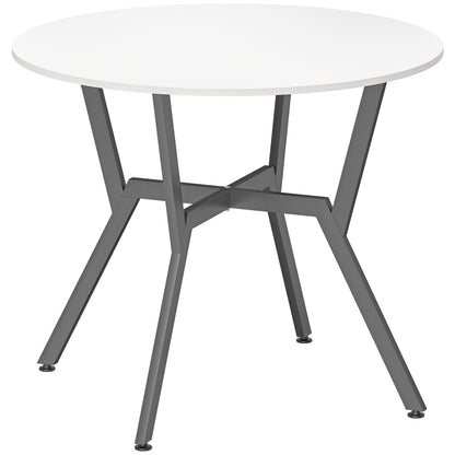 Dining Table, Round Kitchen Table with Black Legs for Living Room, Dining Room 90 x 76 cm, High Gloss White