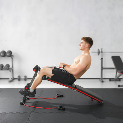 Foldable Sit Up Bench, Adjustable Abdominal Trainer with Resistance Bands