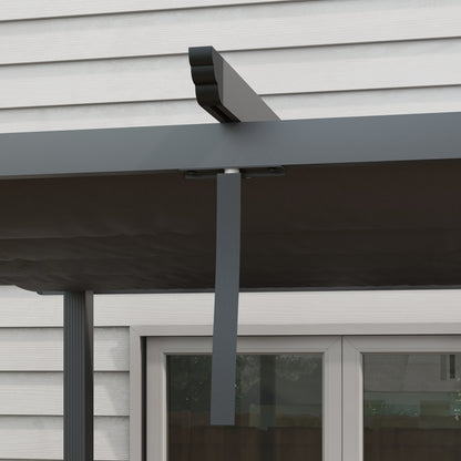 3 x 3m Aluminium Pergola with Retractable Roof and L4 Wind-proof - Dark Grey