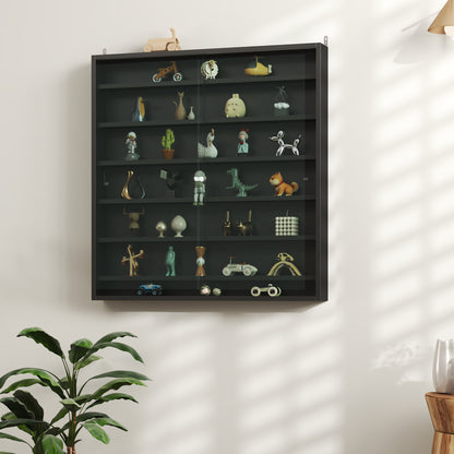 Six Shelf Display Cabinet, with Glass Doors - Black