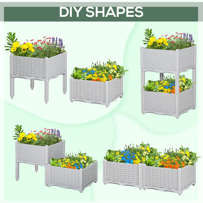 Set of Two Rattan-Effect Planters - Grey