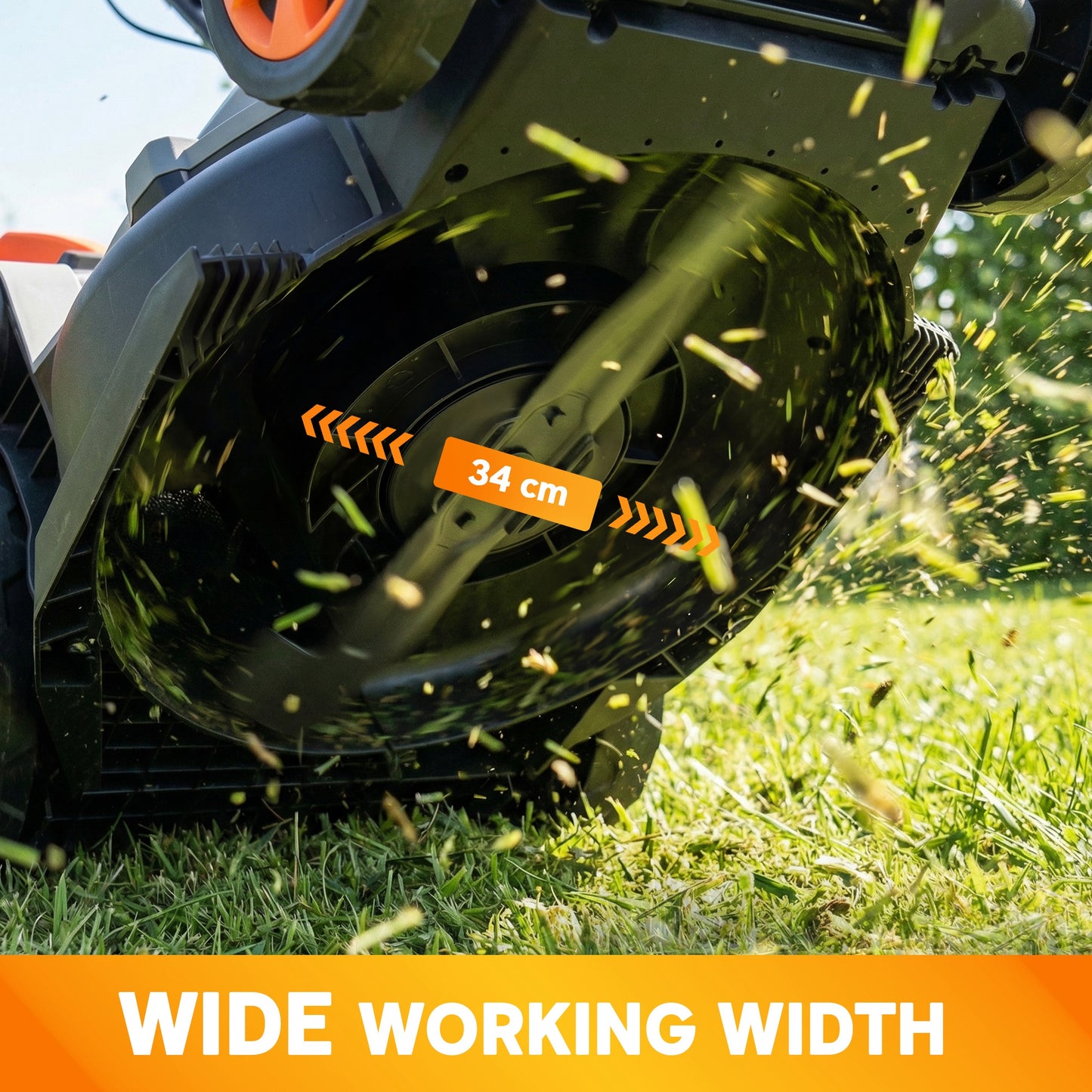 18V Cordless Lawnmower with 2 x 4Ah Batteries, Battery Lawn Mower with 34cm Cutting Width, Mulching Feature