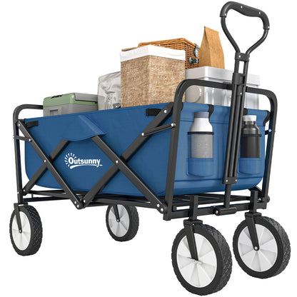 135L Festival Trolley on Wheels, Folding Wagon Camping Trolley Cart with Adjustable Handle, Dual Brakes