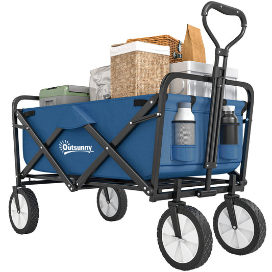 135L Festival Trolley on Wheels, Folding Wagon Camping Trolley Cart with Adjustable Handle, Dual Brakes